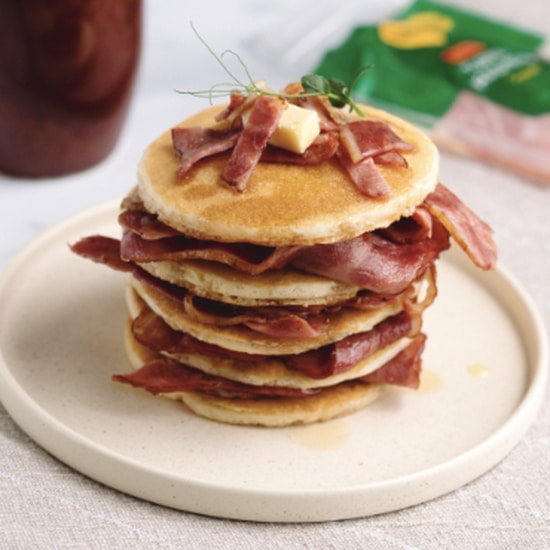 Smoked Beechwood Turkey Rashers & Maple Syrup Pancakes